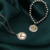 Picture of Zinc Based Alloy Disc Charms Gold Tone Antique Gold & Antique Silver Color Dragonfly Animal Tree