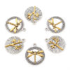 Picture of Zinc Based Alloy Disc Charms Gold Tone Antique Gold & Antique Silver Color Dragonfly Animal Tree