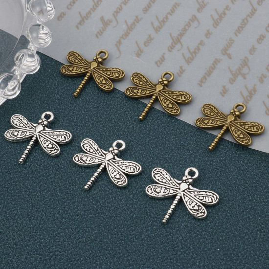 Picture of Zinc Based Alloy Insect Charms Multicolor Dragonfly Animal 21mm x 19.5mm