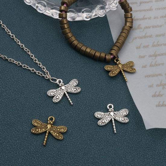 Picture of Zinc Based Alloy Insect Charms Multicolor Dragonfly Animal 21mm x 19.5mm
