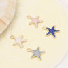 Immagine di Lega di Zinco Gioielli Oceanici Charms Stella di Mare Oro Placcato Smalto 21mm x 18mm , 10 Pz
