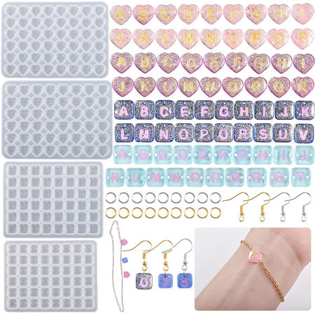 Silicone Resin Mold For Keychain Necklace Earring Pendant Jewelry DIY Making Rectangle Initial Alphabet/ Capital Letter White