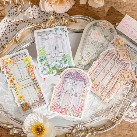 PET スクラップブック用シールセット シール ステッカー 素材 おしゃれ かわいい デコレーション 多色 窓 16.5cm x 8.5cm、 1 セット ( 15 個/セット)