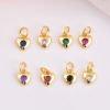 Picture of Brass Valentine's Day Charms Gold Plated Heart Multicolour Cubic Zirconia 11mm x 7mm