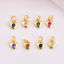 Picture of Brass Valentine's Day Charms Gold Plated Heart Multicolour Cubic Zirconia 11mm x 7mm