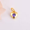 Picture of Brass Valentine's Day Charms Gold Plated Heart Multicolour Cubic Zirconia 11mm x 7mm