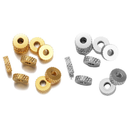 304 Stainless Steel Beads Flat Round 6mm x 2mm