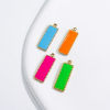 Picture of 304 Stainless Steel Charms Gold Plated Multicolor Rectangle Enamel 19.5mm x 7mm