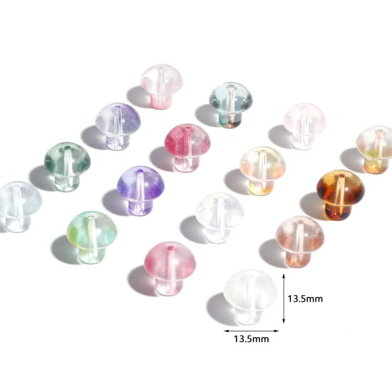 Picture of Lampwork Glass Beads Mushroom Multicolor About 13.5mm x 13.5mm