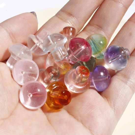 Picture of Lampwork Glass Beads Mushroom Multicolor About 13.5mm x 13.5mm