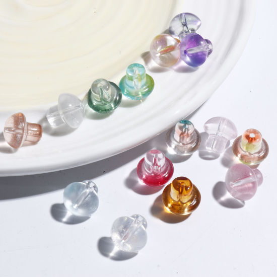 Picture of Lampwork Glass Beads Mushroom Multicolor About 13.5mm x 13.5mm