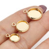 Picture of Brass Charms Round Disc 14K Real Gold Plated Cabochon Settings