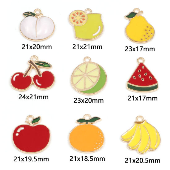 Picture of Zinc Based Alloy Charms Gold Plated Multicolor Fruit Enamel