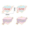 Picture of Zinc Based Alloy Valentine's Day Charms Gold Plated Multicolor Heart Ribbon Message " LOVE " Enamel 25mm x 19mm