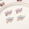 Picture of Zinc Based Alloy Valentine's Day Charms Gold Plated Multicolor Heart Ribbon Message " LOVE " Enamel 25mm x 19mm
