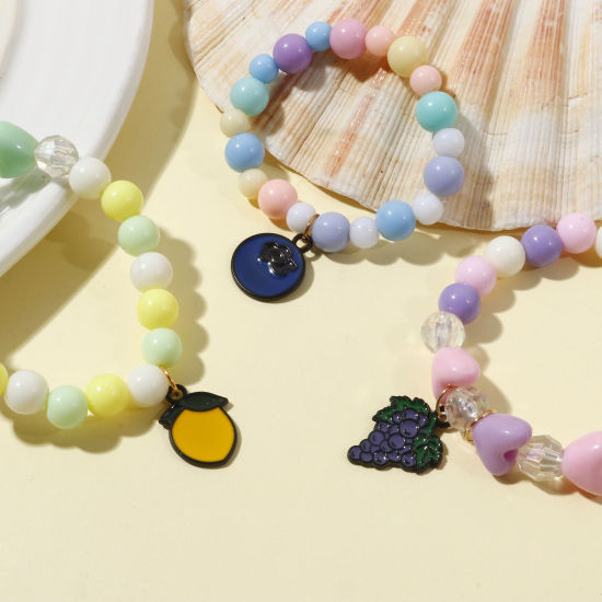 Imagen de Zamak Colgantes Charms Fruta Negro Multicolor Fruta Esmalte 10 Unidades