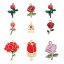 Picture of Zinc Based Alloy Valentine's Day Charms Gold Plated Red & Green Rose Flower Enamel