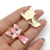Imagen de Zamak Colgantes Gato Chapado en Oro Multicolor Esmalte 3cm x 2cm, 10 Unidades
