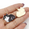Bild von Zinklegierung Charms Katze Vergoldet Bunt Emaille 23mm x 22mm, 10 Stück