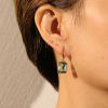 Picture of Brass Simple Earrings Gold Plated Square Multicolour Cubic Zirconia 2.9cm x 1.2cm