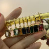 Picture of Brass Simple Earrings Gold Plated Square Multicolour Cubic Zirconia 2.9cm x 1.2cm