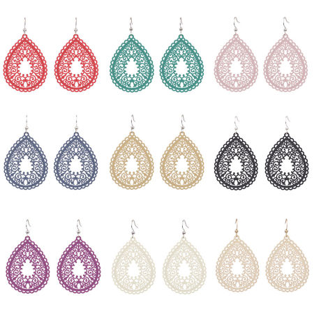 Filigree Stamping Earrings Multicolor Drop Filigree Painted