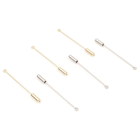 Brass Pin Brooches Strip Real Gold Plated 5cm x 0.4cm