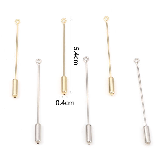 Bild von Messing Brosche Streifen 14K Vergoldet 5cm x 0,4cm, 5 Stück