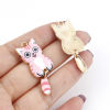 Picture of Zinc Based Alloy Pendants Gold Plated Multicolor Cat Animal Animal Enamel 3.9cm x 1.6cm