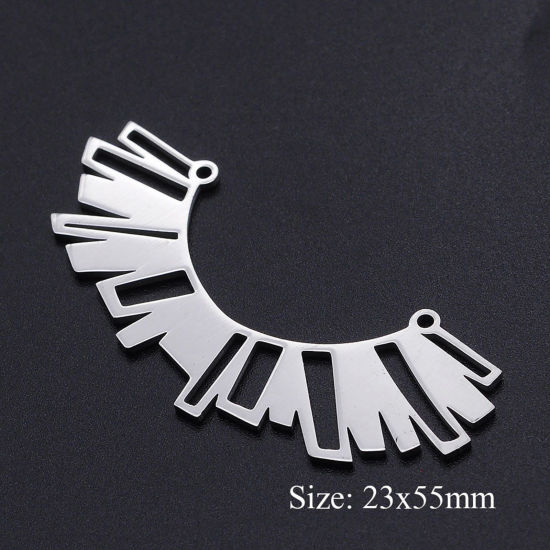 Image de Connecteurs en 201 Acier Inoxydable Arc Multicolore Creux 55mm x 23mm, 1 Pièce