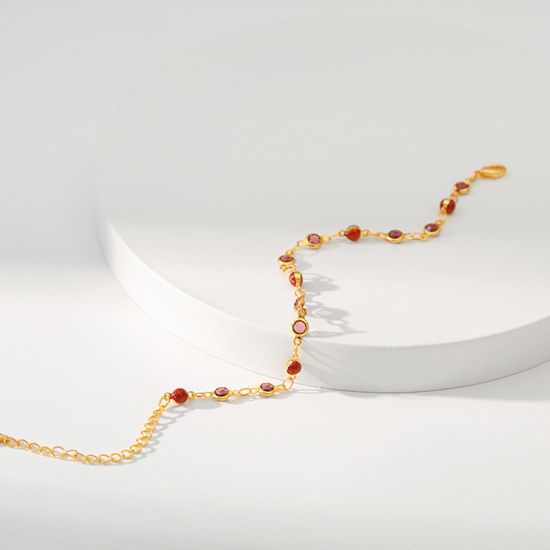 Bild von Umweltfreundlich Retro Stilvoll 18K Vergoldet Kupfer + Glas Schmuckkette Kette Rund Armband Für Frauen 1 Strang