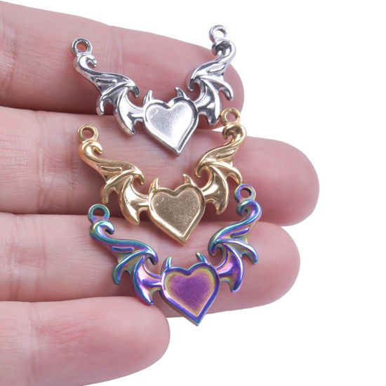 Изображение 304 Нержавеющая Сталь Подвески Крыло Разноцветный Сердце 23мм x 30мм, 1 ШТ