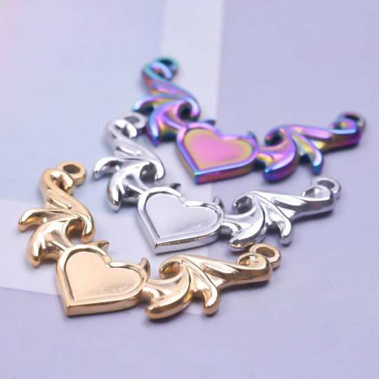 Изображение 304 Нержавеющая Сталь Подвески Крыло Разноцветный Сердце 23мм x 30мм, 1 ШТ