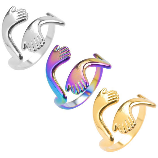 Picture of 304 Stainless Steel Stylish Open Adjustable Rings Multicolor 17mm(US Size 6.5)