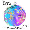 Picture of 304 Stainless Steel Charms Multicolor Round Sun Textured 23mm x 21mm