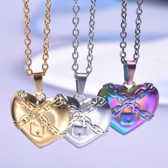 Изображение 304 Нержавеющая Сталь Подвески Сердце Разноцветный Замок 20мм x 20мм, 1 ШТ