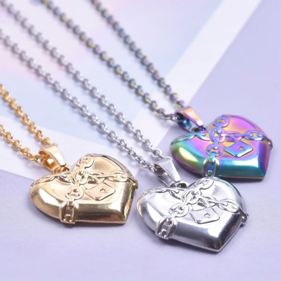 Изображение 304 Нержавеющая Сталь Подвески Сердце Разноцветный Замок 20мм x 20мм, 1 ШТ