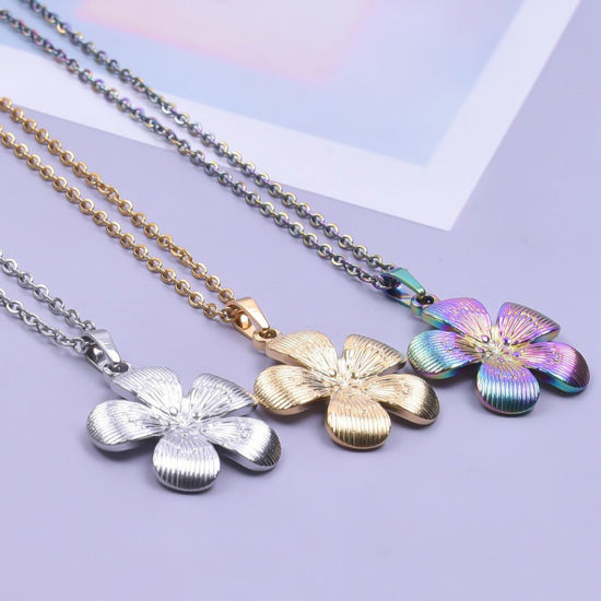 Immagine di 304 Acciaio Inossidabile Charms Multicolore Fiore 27mm x 25mm, 1 Pz