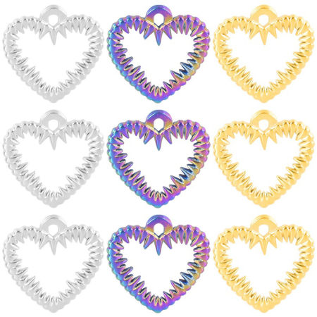304 Stainless Steel Charms Multicolor Heart 15mm x 16mm