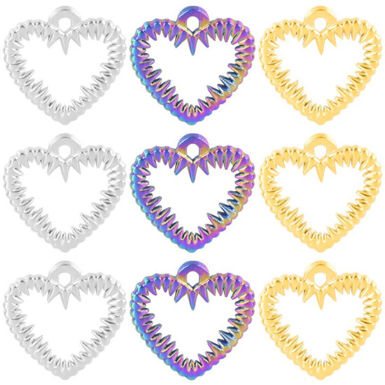 Image de Breloques en 304 Acier Inoxydable Multicolore Cœur 15mm x 16mm , 1 Pièce