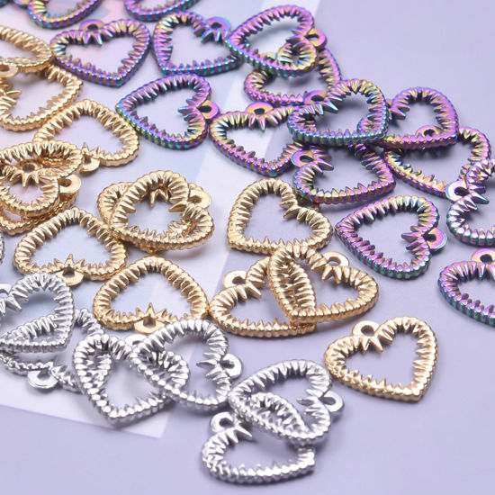 Image de Breloques en 304 Acier Inoxydable Multicolore Cœur 15mm x 16mm , 1 Pièce