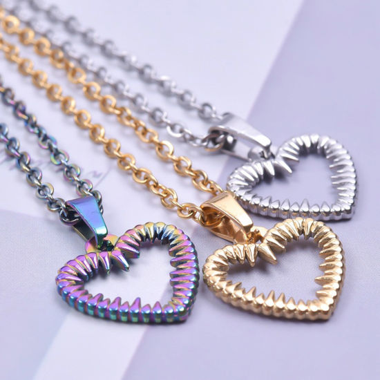 Image de Breloques en 304 Acier Inoxydable Multicolore Cœur 15mm x 16mm , 1 Pièce