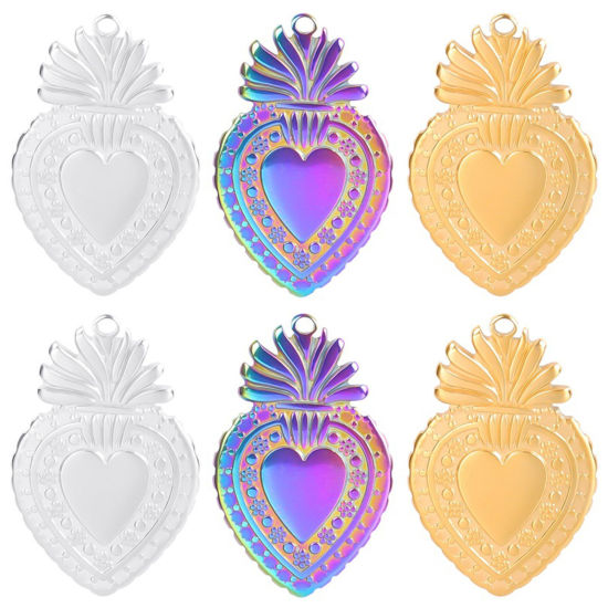 Immagine di 304 Acciaio Inossidabile Charms Fragola Multicolore 30mm x 19mm, 1 Pz