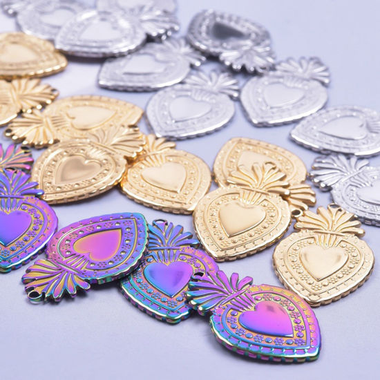 Immagine di 304 Acciaio Inossidabile Charms Fragola Multicolore 30mm x 19mm, 1 Pz