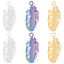 Picture of 304 Stainless Steel Charms Multicolor Feather 35mm x 15mm
