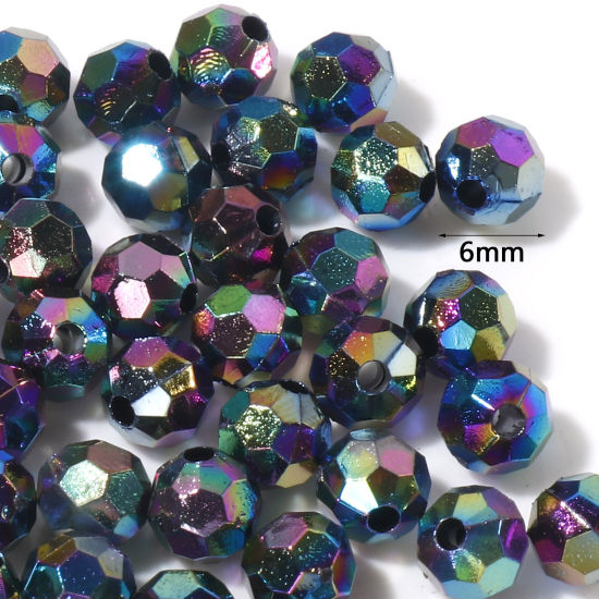 Picture of Acrylic Beads Multicolor AB Rainbow Color Round Faceted 6mm