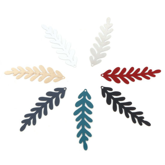 Immagine di Lega di Ferro Collezione Flora Ciondoli Foglia Multicolore Pittura 5.1cm x 1.6cm , 10 Pz