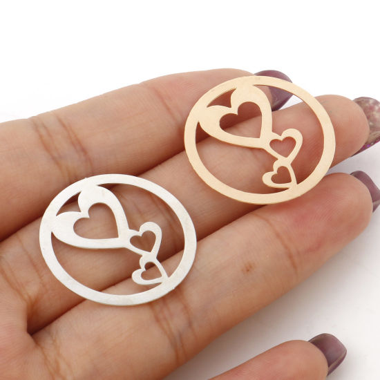 Imagen de Hierro día de San Valentín Colgantes Charms Ronda Multicolor Corazón Pintura 25mm Dia, 20 Unidades