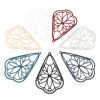 Picture of Iron Based Alloy Pendants Multicolor Drop Flower Painted 4.9cm x 3.2cm