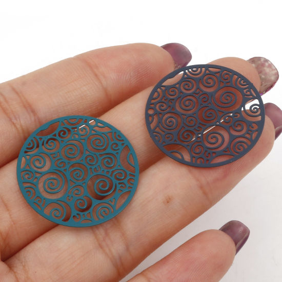 Image de Breloques en Alliage de Fer Rond Multicolore Spiral Laqué 25mm Dia, 20 Pcs